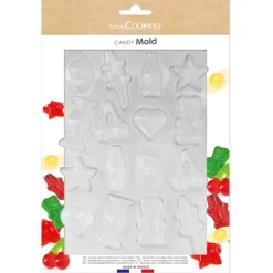 Moule multi-empreintes pour bonbons - Ourson, Croco, Cerise, Bouteille cola
