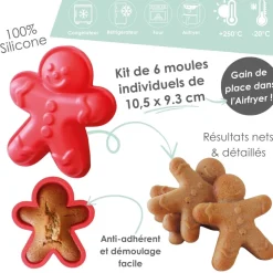 Moules silicone airfryer bonhomme pain d'épices x6