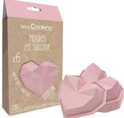 6 moules silicone individuels Cœur diamant