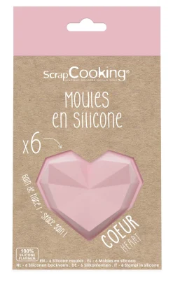 6 moules silicone individuels Cœur diamant