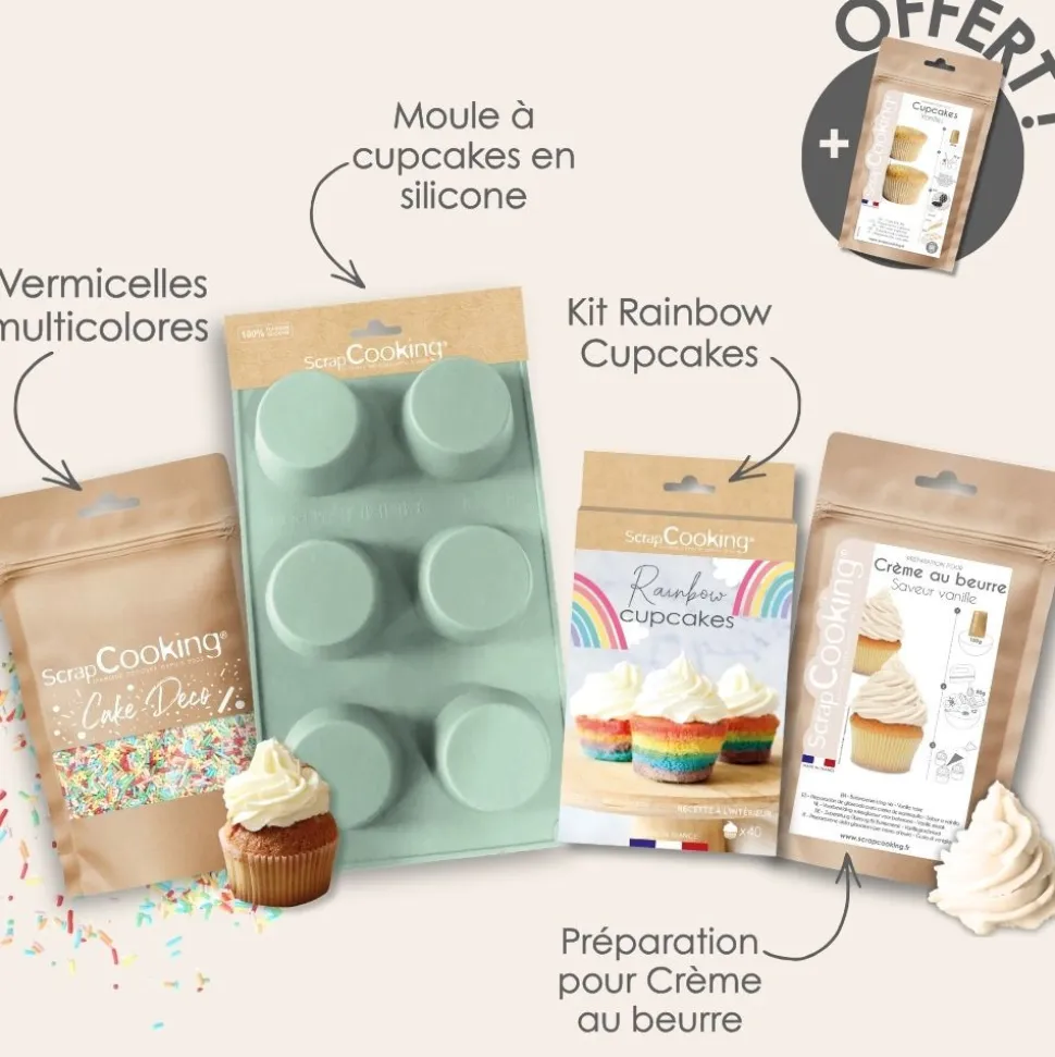 Pack cupcakes arc-en-ciel