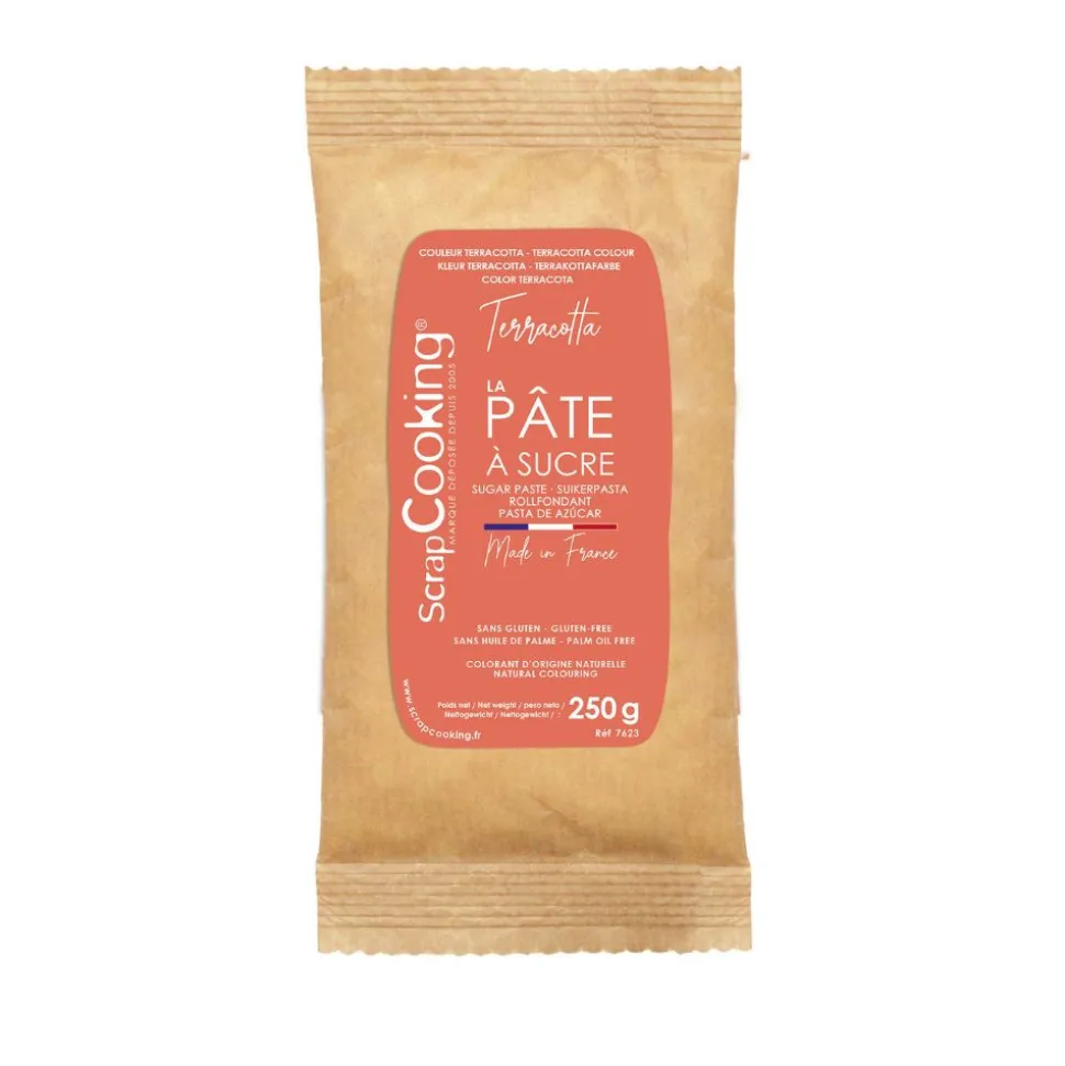 Pâte à sucre colorant d'origine naturelle Terracotta 250g
