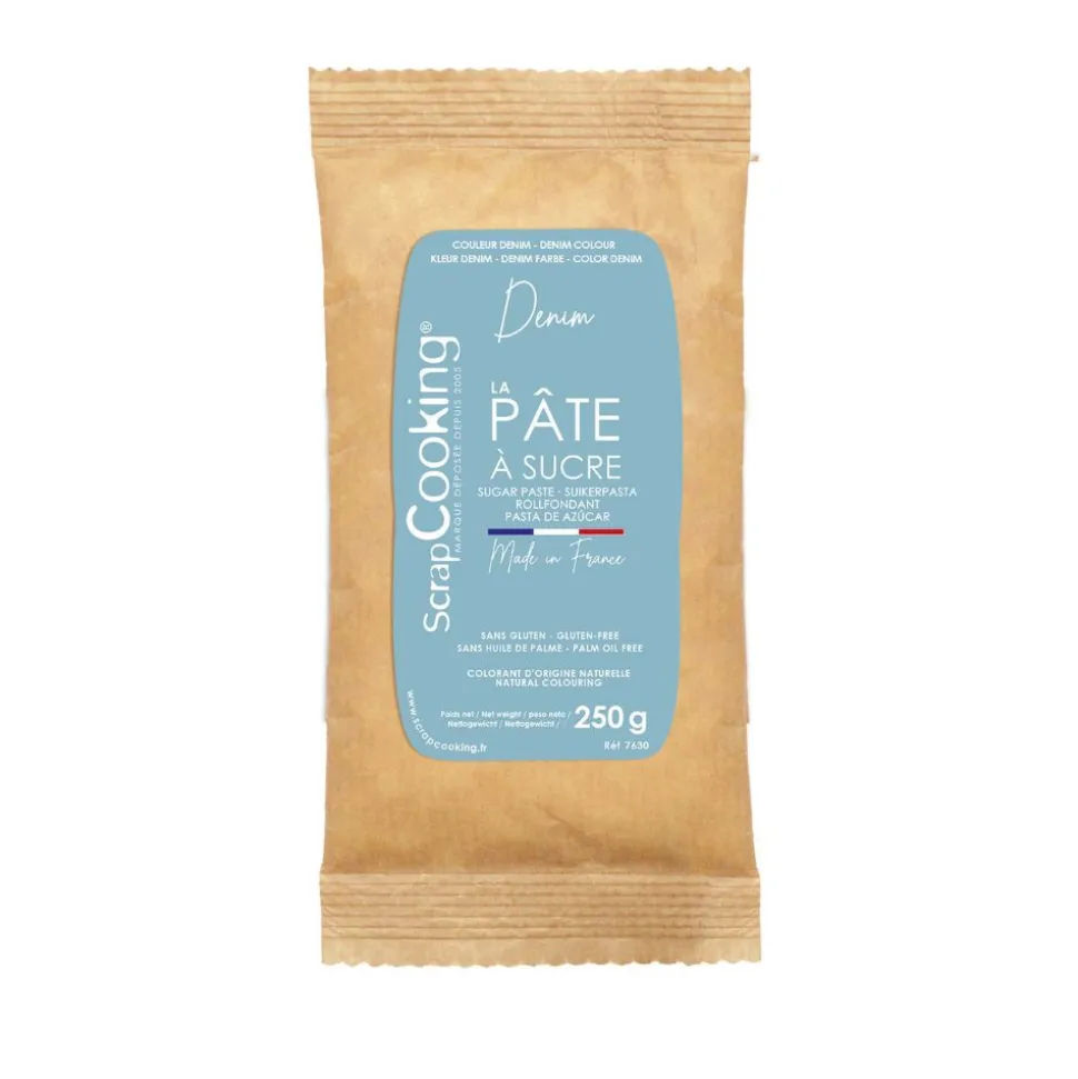 Pâte à sucre colorant d'origine naturelle Denim 250g