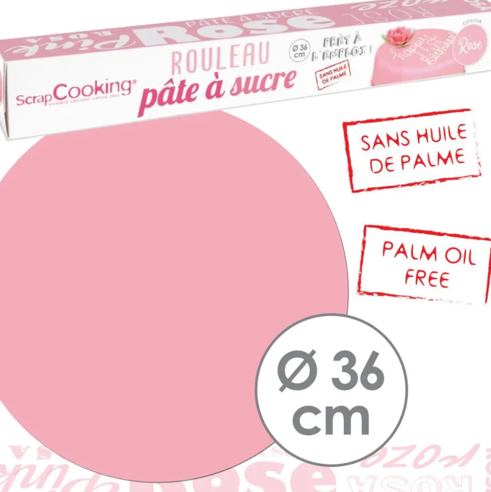 Pâte à sucre rouleau rose 36 cm