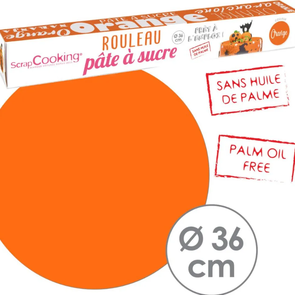 Rouleau de pâte à sucre orange 36 cm