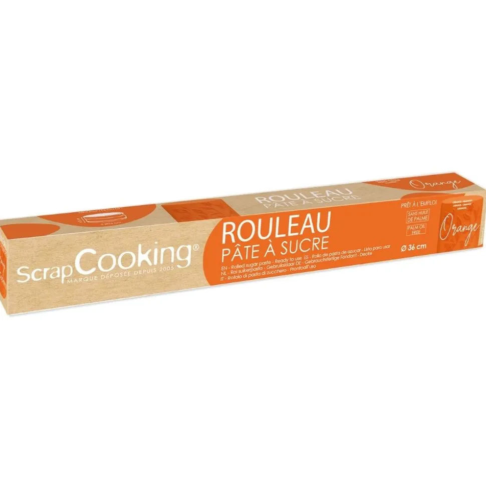 Rouleau de pâte à sucre orange 36 cm