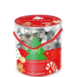 Seau 18 emporte-pièces de Noël pour biscuits et sablés
