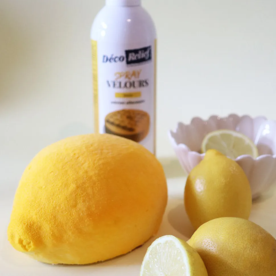 Spray velours alimentaire en bombe jaune pour pâtisserie - 300 ml