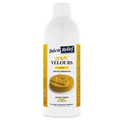 Spray velours alimentaire en bombe jaune effet velours pour pâtisserie - 400 ml