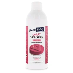 Spray velours alimentaire en bombe rose effet velours pour pâtisserie - 400 ml