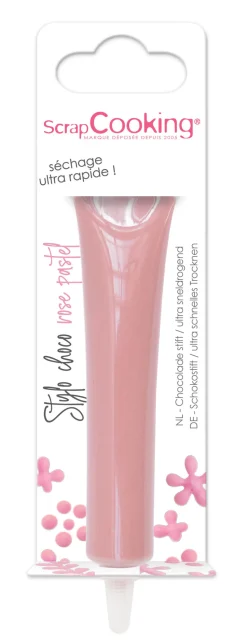 Stylo alimentaire goût choco - rose pastel