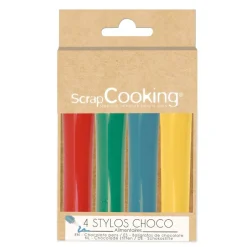 4 stylos goût choco rouge, bleu, jaune, vert